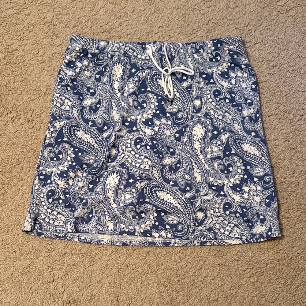 Blue Paisley Drawstring Skort
